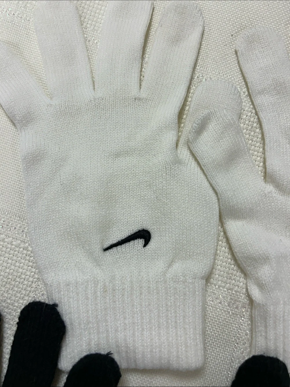 Nike unisex Two-Pair Knit Gloves in White and Black